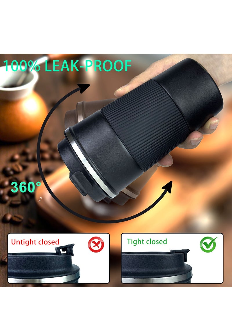 Travel Mug, Stainless Steel Thermal Mug, Vacuum Flask, Leakproof Tumbler, Coffee Mug Bpa Free Easy-Clean Lid, 510ml, Black  - Image 3
