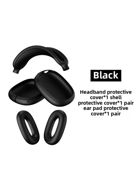 Suitable For Apple Headphone Case Airpods Max Protective Case Head-Mounted Earphone Case Silicone Protective Cover Case-Color:Max Black 3-piece Set (shell Set * 1 Pair Of Beam Set * 1 Ear Cushion Set * 1 Pair)-Applicable Model:AirPodsMax
