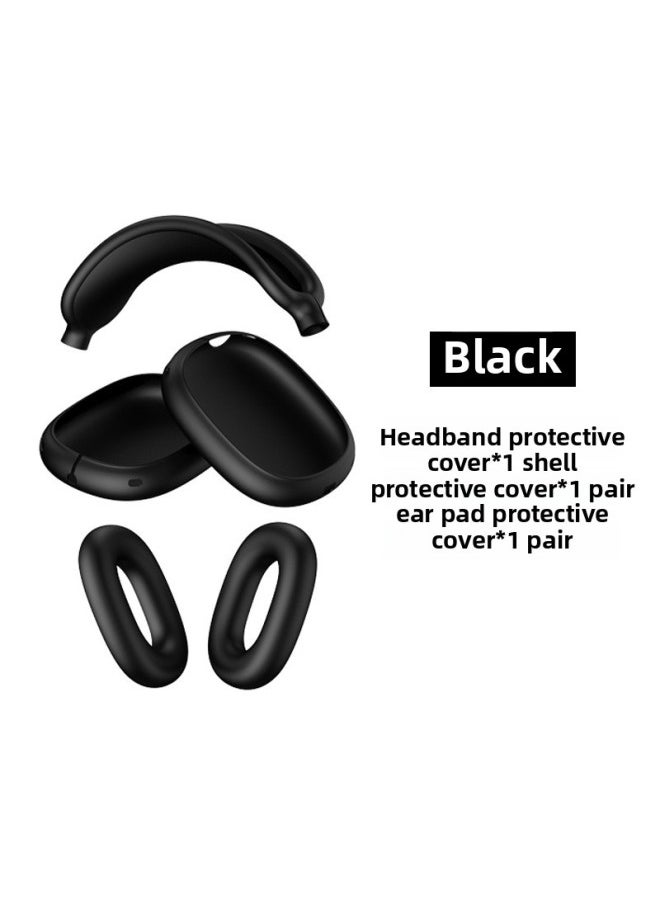 Generic - Suitable For Apple Headphone Case Airpods Max Protective Case Head-Mounted Earphone Case Silicone Protective Cover Case-Color:Max Black 3-piece Set (shell Set * 1 Pair Of Beam Set * 1 Ear Cushion Set * 1 Pair)-Applicable Model:AirPodsMax - Image 1