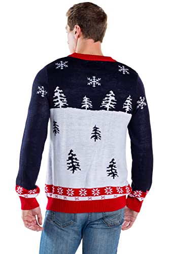 Tipsy Elves تيبسي إيلفز سترات عيد الميلاد القبيحة للرجال - سترات عيد الميلاد الملونة والمضحكة للرجال - بلوفرات العطلات الاحتفالية - سترة عيد الميلاد الزرقاء الصفراء المضحكة للرجال مقاس متوسط - Image 3