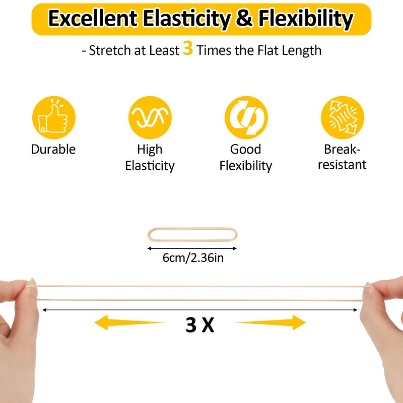 MOWPOG 700 Pcs Rubber Bands, Size #16 Rubberbands Reusable Elastic Rubber Band for Office Supplies File Folders, Home Packaging, Crafts DIY Bundling, Multipurpose (Beige) - Image 3