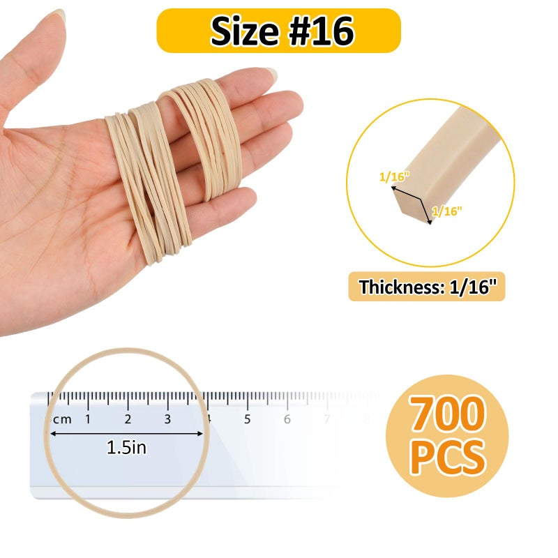 MOWPOG 700 Pcs Rubber Bands, Size #16 Rubberbands Reusable Elastic Rubber Band for Office Supplies File Folders, Home Packaging, Crafts DIY Bundling, Multipurpose (Beige) - Image 2