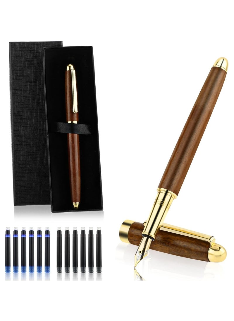 Ballpoint Pen Set, Vintage Luxury Wooden Fountain Pen Set with Brass Trim, Ballpoint Line 0.5mm Tip Come with 12PCs Ink Cartridges, Nice BallPens Classy Gift Box for Student Executive Office - pzsku/Z57B2896B40E64F50836CZ/45/_/1731308347/97aa1a50-aa58-4a0a-8758-2f50c55d8cf9