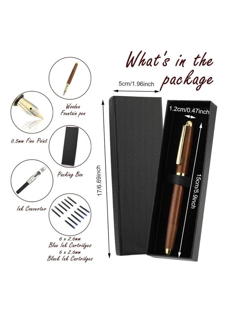 Ballpoint Pen Set, Vintage Luxury Wooden Fountain Pen Set with Brass Trim, Ballpoint Line 0.5mm Tip Come with 12PCs Ink Cartridges, Nice BallPens Classy Gift Box for Student Executive Office - pzsku/Z57B2896B40E64F50836CZ/45/_/1731308388/4ad0ee6e-0c92-492b-9898-1efcef566100