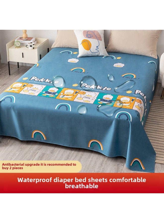 Waterproof Bed Sheet Cat Urine Hair Bed Cover Urine-Resistant Baby List Machine Washable Urine-Proof Cover Dog Rabbit Pet Cover Urine Pad-Color:Come On Duck-[waterproof And Breathable For All Seasons]-Specifications:Single Bed Sheets-230x250cm (applicable To 1.8 And 2m Beds)  - Image 1