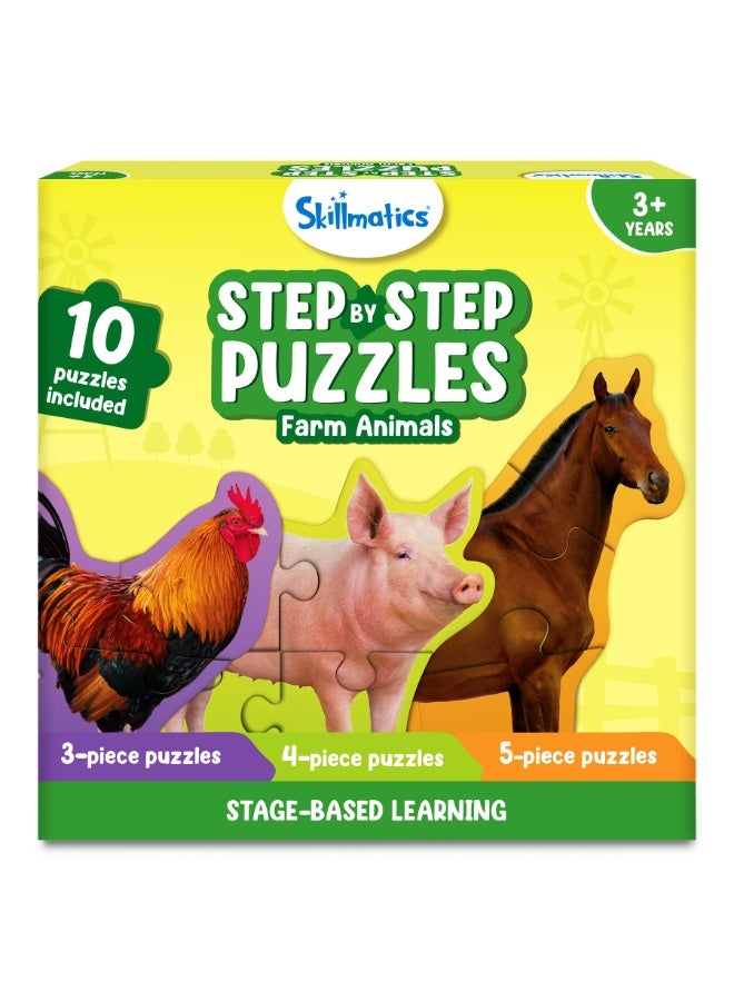 Skillmatics Step by Step Puzzles - 40 Piece Jigsaw & Toddler Puzzle, Montessori Educational Toy for Boys & Girls, Farm Animals, Travel Friendly, Gifts for Kids Ages 3, 4, 5 and Up - Image 1