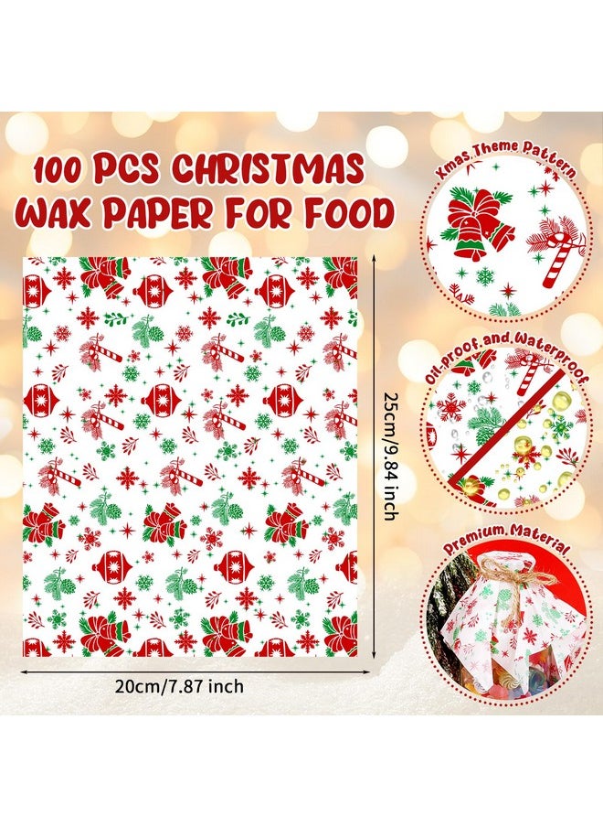DERAYEE DERAYEE Christmas Wax Paper for Food, 100 PCS Deli Paper Sheets Sandwich Cookie Wrap Paper Baking Basket Liners for Xmas Home Kitchen Party Food Supplies  - Image 2