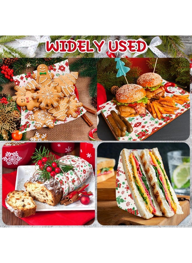 DERAYEE DERAYEE Christmas Wax Paper for Food, 100 PCS Deli Paper Sheets Sandwich Cookie Wrap Paper Baking Basket Liners for Xmas Home Kitchen Party Food Supplies  - Image 4