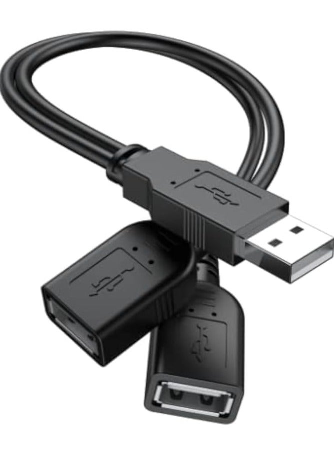 erorex USB 2.0 A Male to 2 Dual USB Female Jack Y Splitter Hub Power Cord Extension Adapter Cable - Image 1
