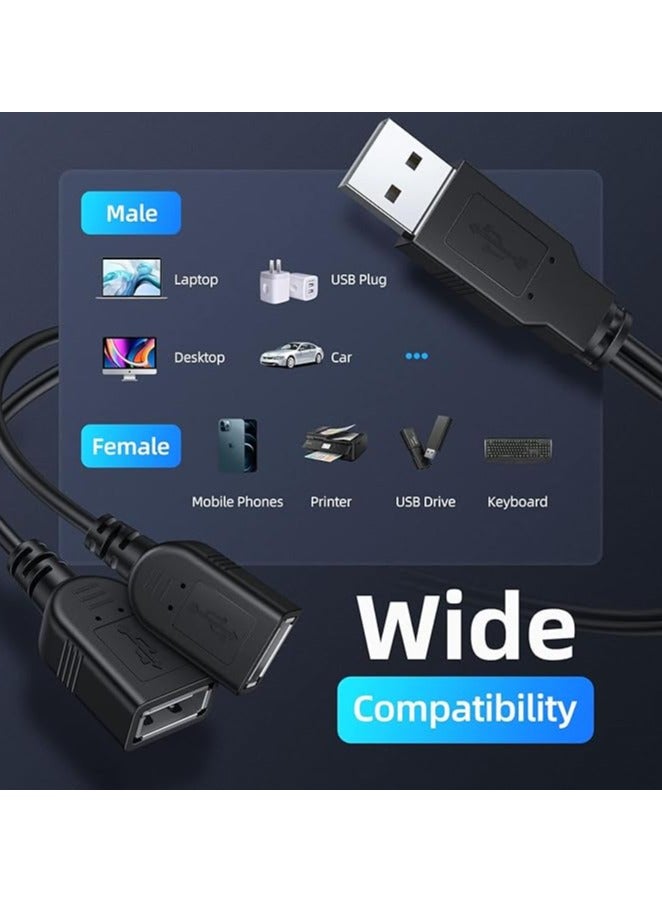 erorex USB 2.0 A Male to 2 Dual USB Female Jack Y Splitter Hub Power Cord Extension Adapter Cable - Image 4
