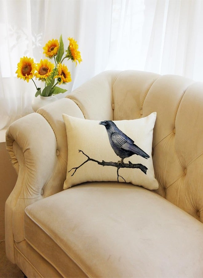 Ogiselestyle Happy Halloween Black Raven Throw Pillow Covers, 12 x 20 Inch Halloween Pillow Cases Decoration for Home Sofa Couch - Image 4