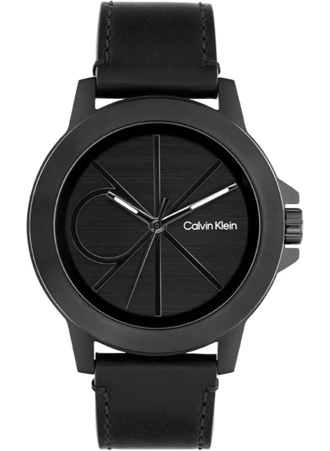 كالفن كلاين ساعة كوارتز تناظرية متعددة الوظائف بسوار جلدي