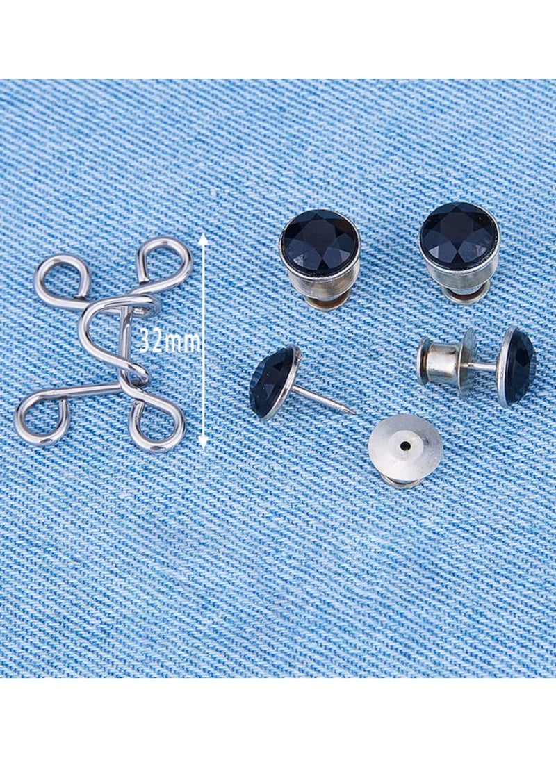 Excefore 4 Pack Rhinestone Jean Button Pins Adjustable Waist Buckle Extender Button Detachable Jean Button Pin No Sewing Required Instant Button for Pants  - Image 5