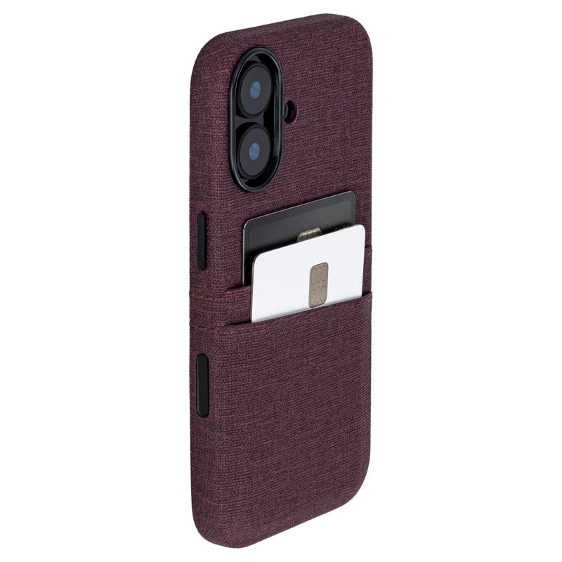 Dockem Card Case for iPhone 17 with Magnetic Mounting Plate Camera Control Button Wallet with 2 Holder Slots M2 Luxe CanvasStyle Synthetic Leather Burgundy - Image 2