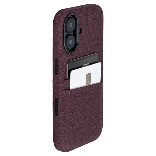 Dockem Card Case for iPhone 17 with Magnetic Mounting Plate Camera Control Button Wallet with 2 Holder Slots M2 Luxe CanvasStyle Synthetic Leather Burgundy - Image 1