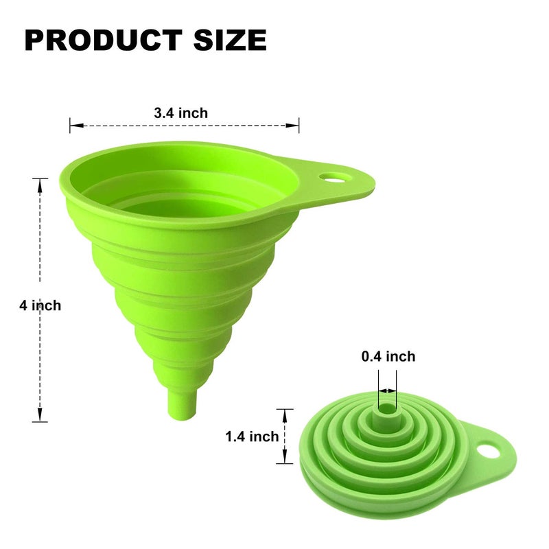 ANNIOCA Funnels for Kitchen Use, Food Grade Silicone Collapsible Kitchen Funnel (Green) - Image 2