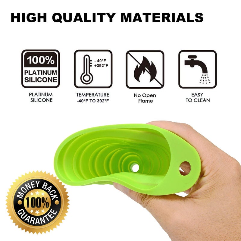 ANNIOCA Funnels for Kitchen Use, Food Grade Silicone Collapsible Kitchen Funnel (Green) - Image 3