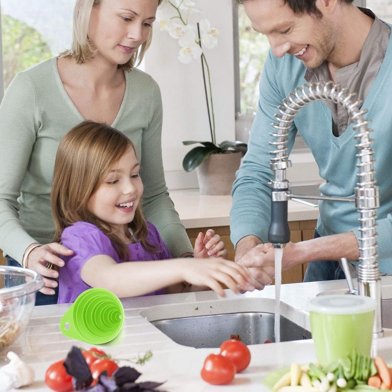 ANNIOCA Funnels for Kitchen Use, Food Grade Silicone Collapsible Kitchen Funnel (Green) - Image 4