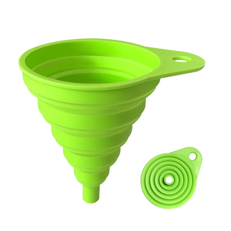 ANNIOCA Funnels for Kitchen Use, Food Grade Silicone Collapsible Kitchen Funnel (Green) - Image 1