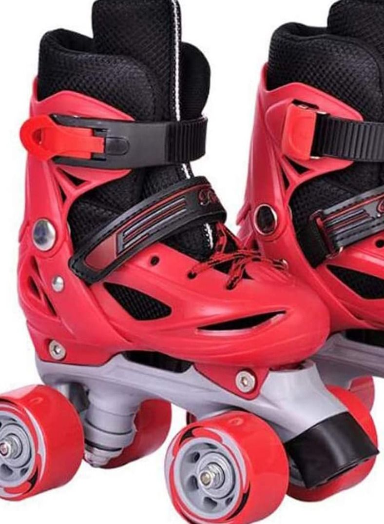 LIMOS Roller Skates Shoes Double Rows 4 Wheels with Adjustable Size AREA for Boys And Girls (Red M(35-38)) - Image 3