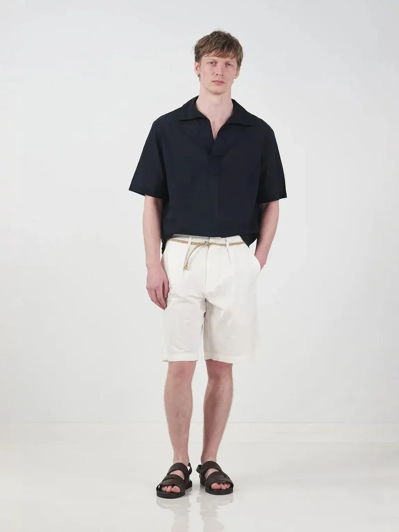 جيستو GIESTO Mid Waist Relaxed Fit Woven Tailored Shorts