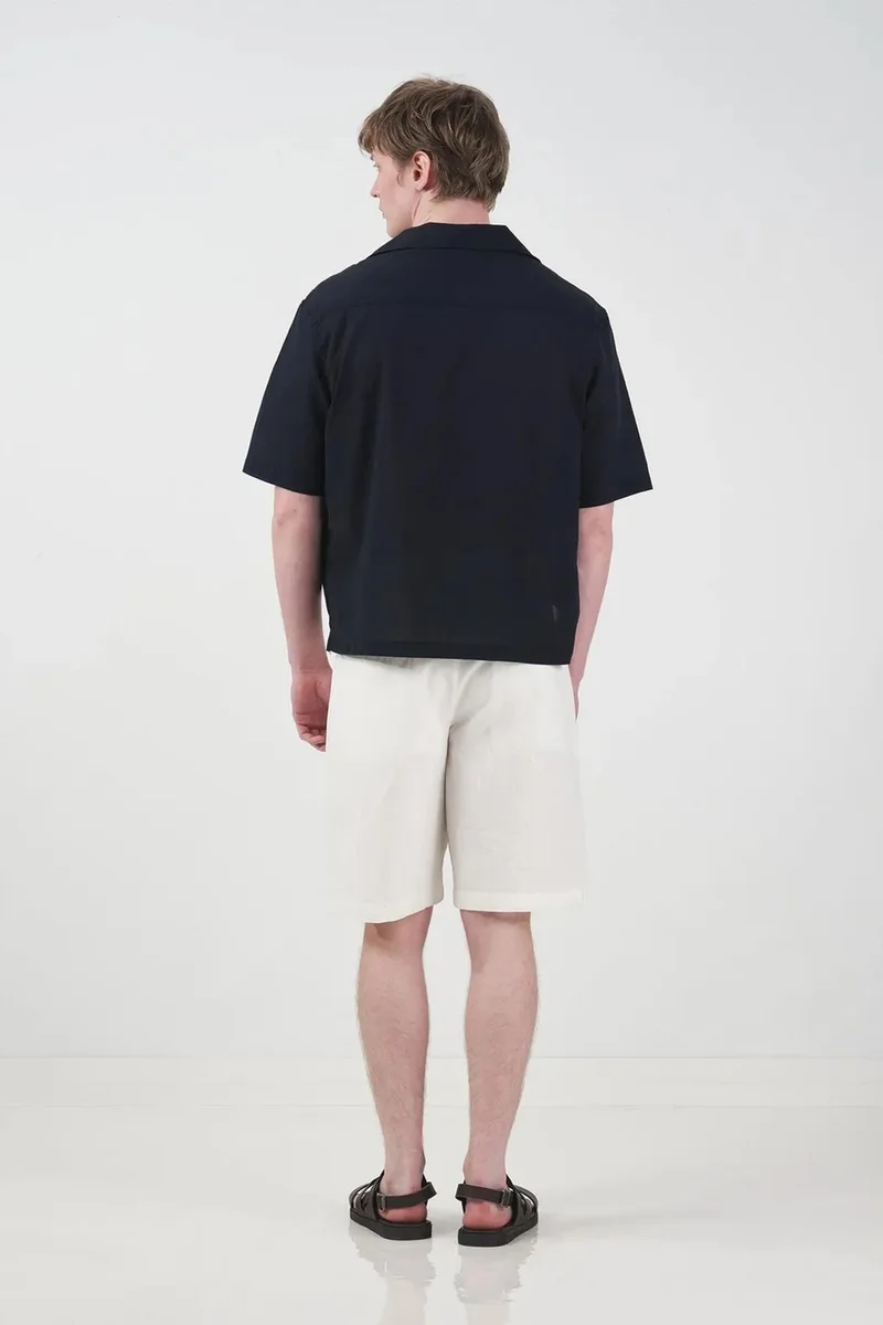 Giesto White GIESTO Mid Waist Relaxed Fit Woven Tailored Shorts for Men | Best Price UAE