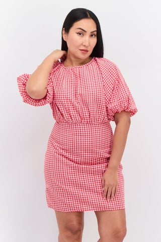 forever 21 pink gingham dress Forever 21 Pink / Peach Gingham Dress with