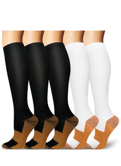 Copper Compression Socks For Men & Women Circulation-Best For Medical Running Hiking Cycling 15-20 mmHg L/XL