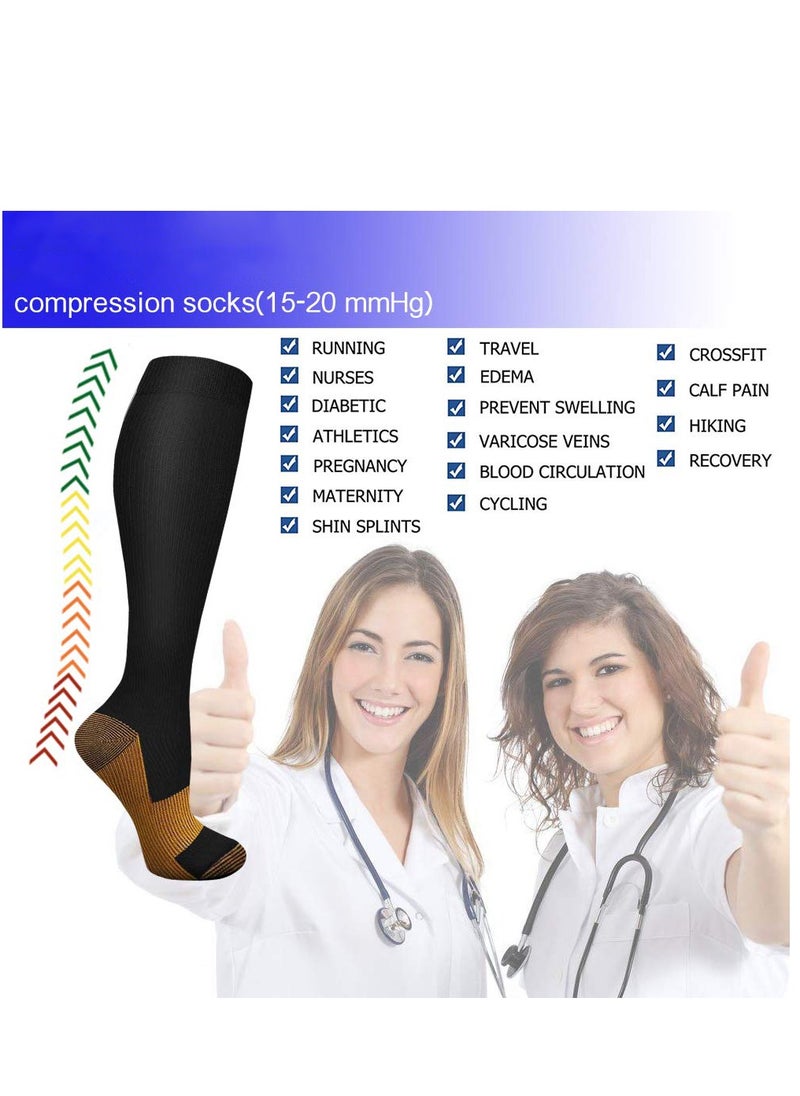 KASTWAVE - Copper Compression Socks For Men & Women Circulation-Best For Medical Running Hiking Cycling 15-20 mmHg L/XL - Image 1