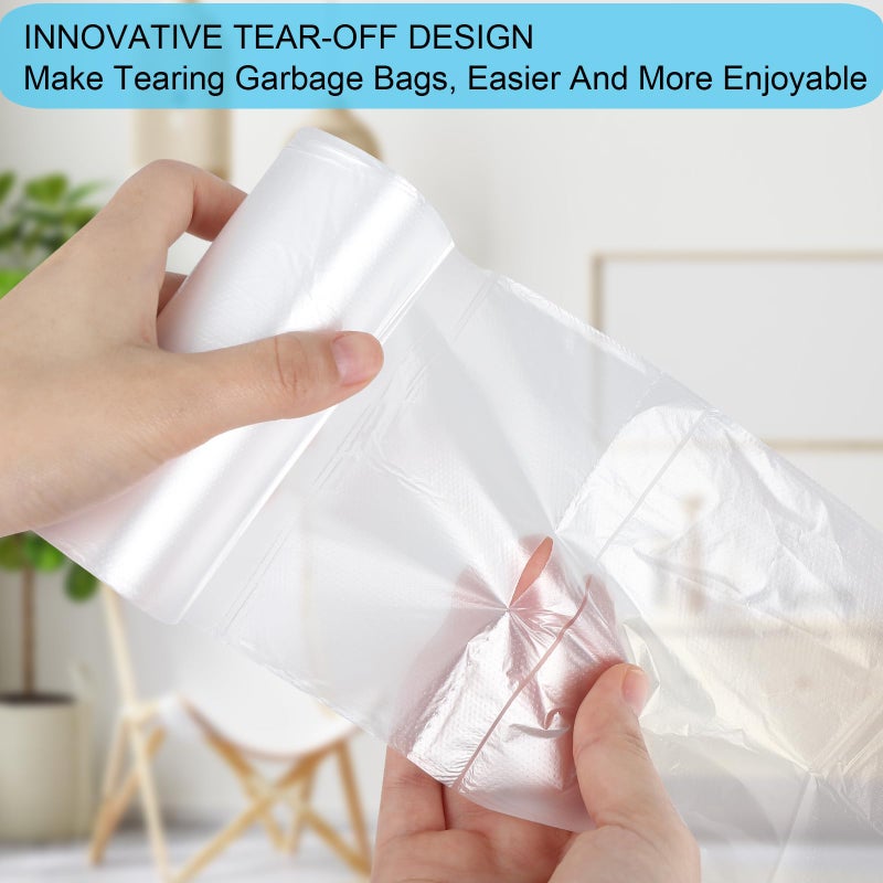 WADNGXM أكياس قمامة شفافة صغيرة سعة 3 جالون، بطانات سلة المهملات المكتبية، أكياس القمامة للحمام، صناديق المنزل، 100 قطعة - Image 3