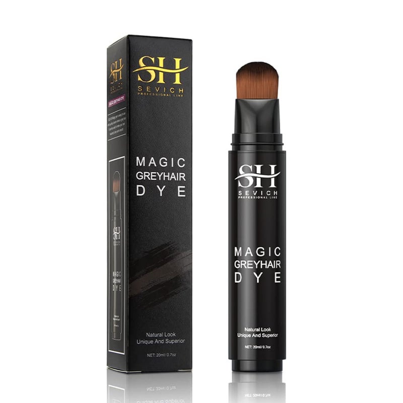 SEVICH Grey Hair Dye Brush Pens - Hair Root Touch Up Temporary White Hair Cover for Solon Home 20ml Darkbrown