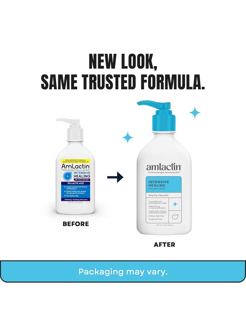AmLactin Intensive Healing Body Lotion For Dry Skin – 7.9 oz Pump Bottles (Twin Pack) – 2-in-1 Exfoliator And Moisturizer With Ceramides And 15% Lactic Acid For 24-Hour Relief From Dry Skin - Image 2