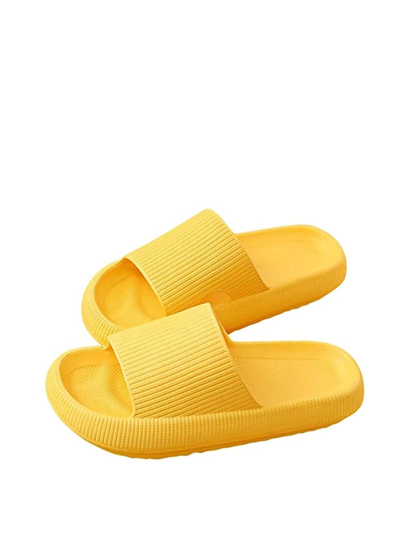 Zikra Pillow Slides Slippers, Massage Foam Bathroom Slippers, Non-Slip Thick Sole Slippers, Technology Soft Home Slippers for Women and Men Women 7.5-8.5/ Men 7-7.5 (Yellow) - Image 1