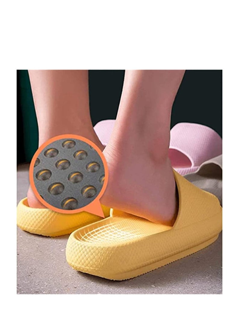 Zikra Pillow Slides Slippers, Massage Foam Bathroom Slippers, Non-Slip Thick Sole Slippers, Technology Soft Home Slippers for Women and Men Women 7.5-8.5/ Men 7-7.5 (Yellow) - Image 2