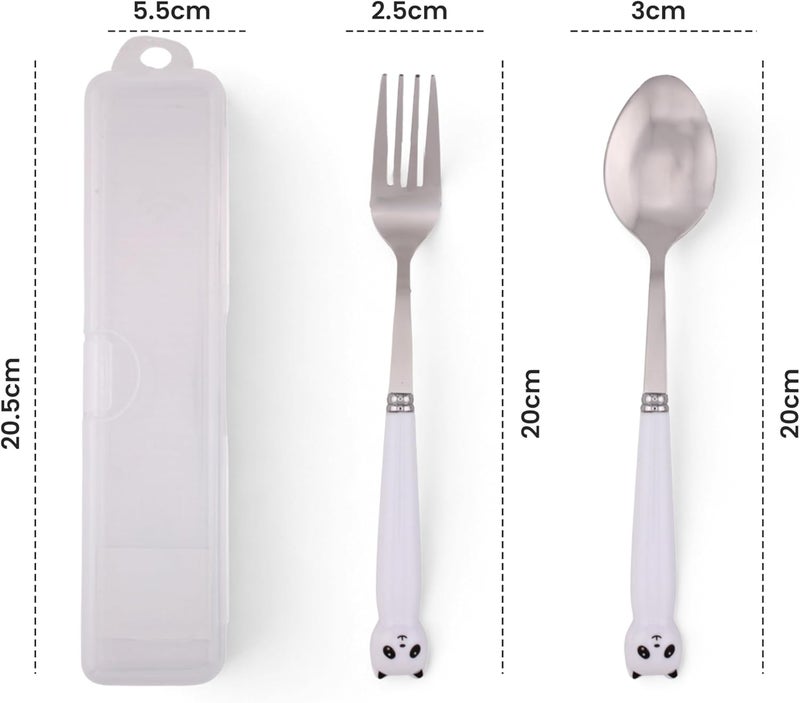 BrainGiggles 4-Piece Stainless Steel BPA Free Kids Cutlery Set with Case – Includes Spoon, Fork and Case for Lunch Box, Picnic and Travel | Children Tableware with Portable Case (White) - Image 4
