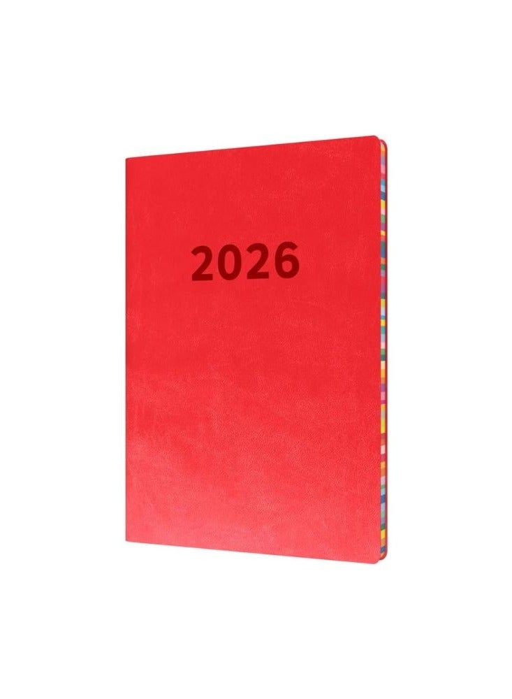 Collins - Edge Rainbow - 2026 12 Month Calendar Year Planner, Week-To-View Diary, A5 Soft Cover - Red (ED153.U15-26) - Image 1