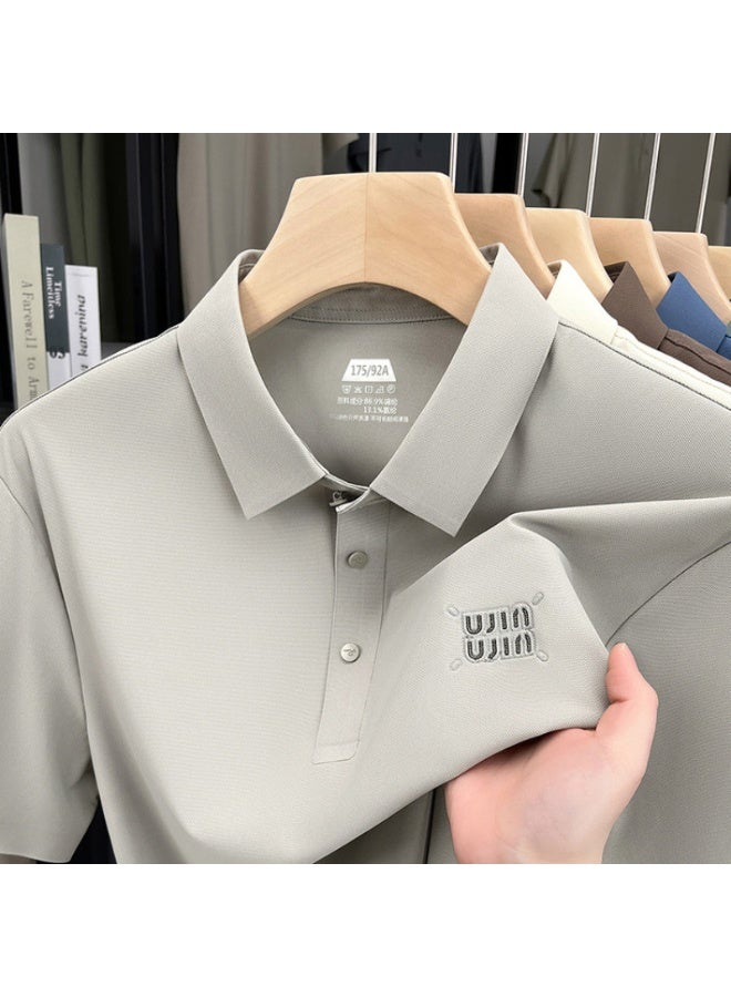 Uji High-End Short Sleeve Polo Shirt for Middle-Aged Men Casual Turn-down Collar Seamless Comfortable Summer Half Sleeve Top - Image 1