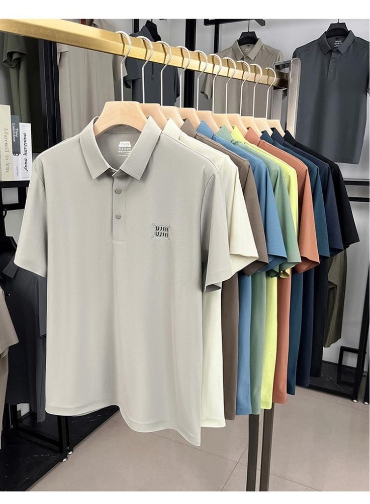 Uji High-End Short Sleeve Polo Shirt for Middle-Aged Men Casual Turn-down Collar Seamless Comfortable Summer Half Sleeve Top - Image 2