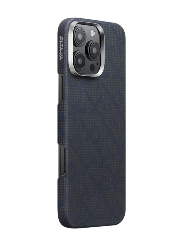 PITAKA PITAKA iPhone 16 Pro Max Floating Woven Case, Aramid Fiber, Thin, Lightweight, MagSafe Compatible, Wireless Charging, Shockproof, Stylish, 9th Anniversary Monogrammed Tactile Woven Case (PTK -Black/Blue)  - Image 2