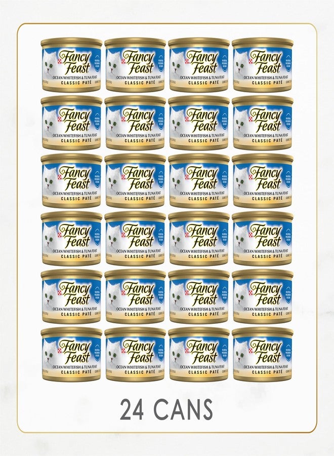 Fancy Feast Purina Fancy Feast Classic Pate Ocean Whitefish and Tuna Feast Classic Grain Free Wet Cat Food Pate - (Pack of 24) 3 oz. Cans - Image 3