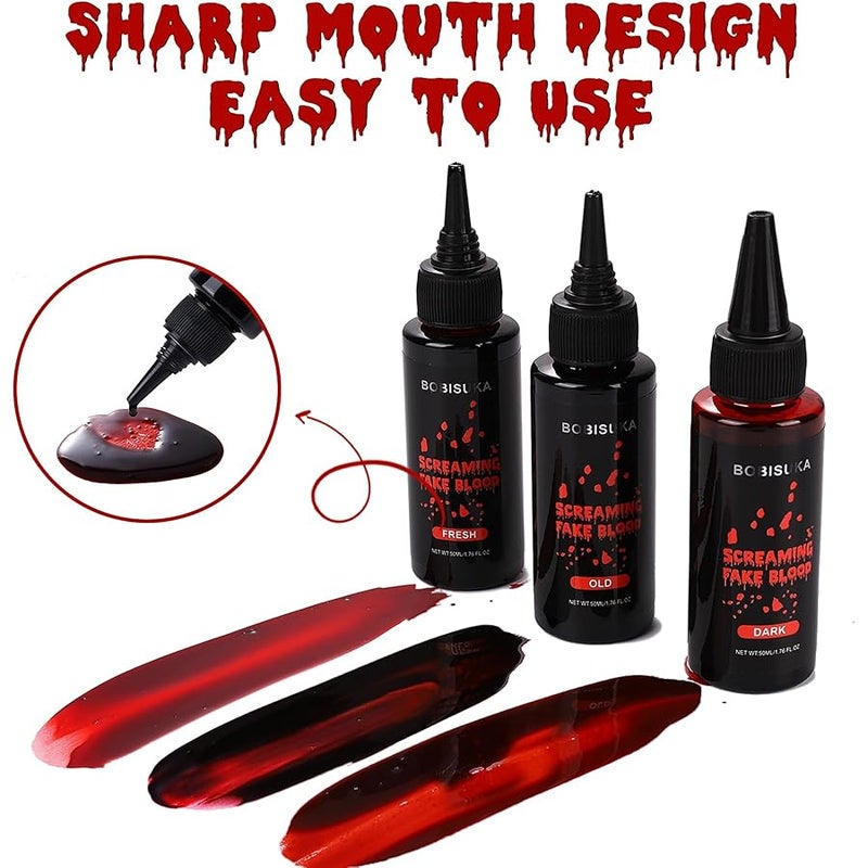 بوبيزوكا BOBISUKA  Artificial Blood Set of 3 - Fake Blood Dripping Realistic, Washable and Safe for Carnival, Film, Theatre, Mischief, Simulated Wounds - Image 3