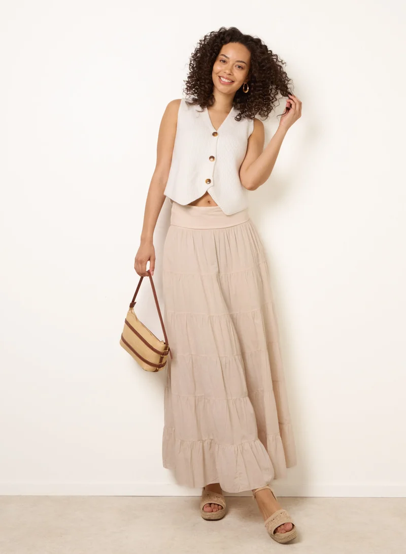 بلو فانيلا Jersey Band Tiered Skirt