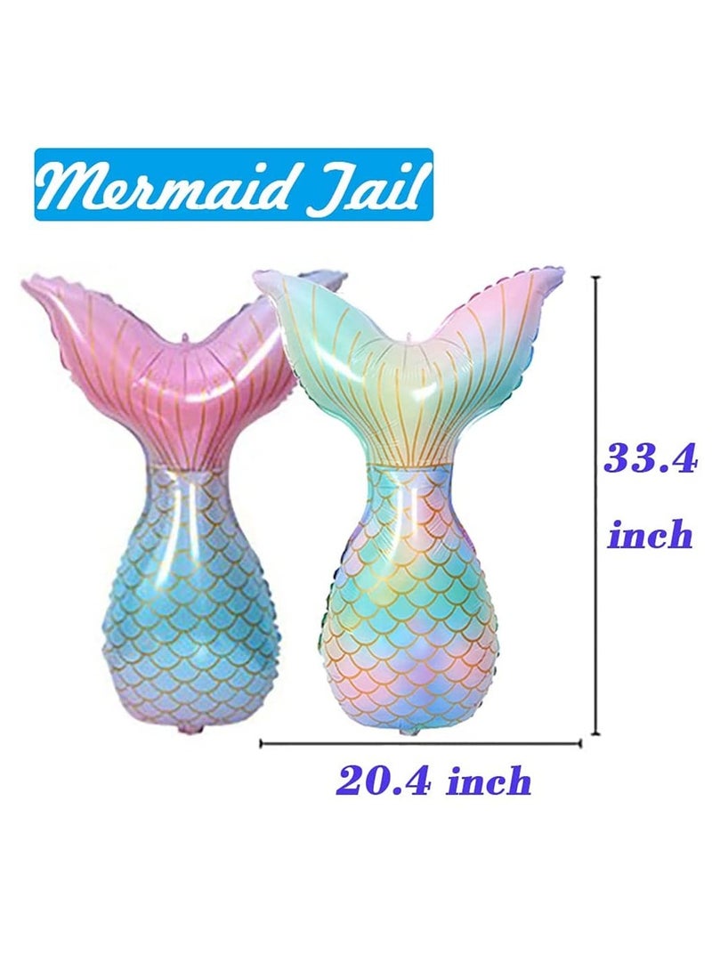 KASTWAVE Mermaid Birthday Party Decorations Set, Mermaid Birthday Party Supplies, Mermaid Birthday Banner, Mermaid Tail Hats Balloons With Hanging Swirls Birthday Decorations for Children and Adult - Image 5
