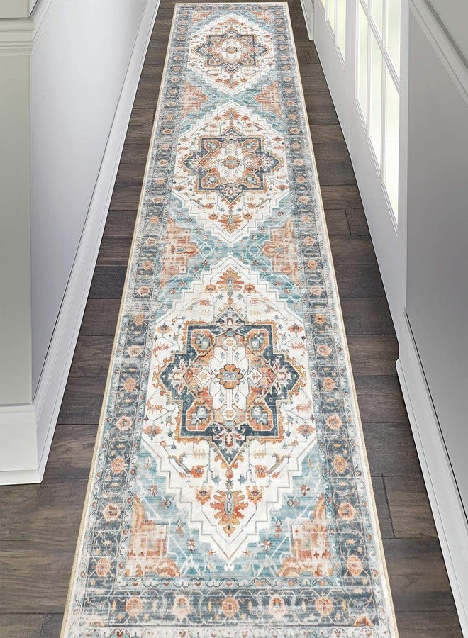 Pauwer Hallway Runner Rug 2x8, Long Washable Kitchen Rugs Runner, Farmhouse Vintage Medallion Area Rug Carpet, Soft Throw Rugs for Bedroom, Non Slip Floor Runner for Entryway Laundry - Image 1