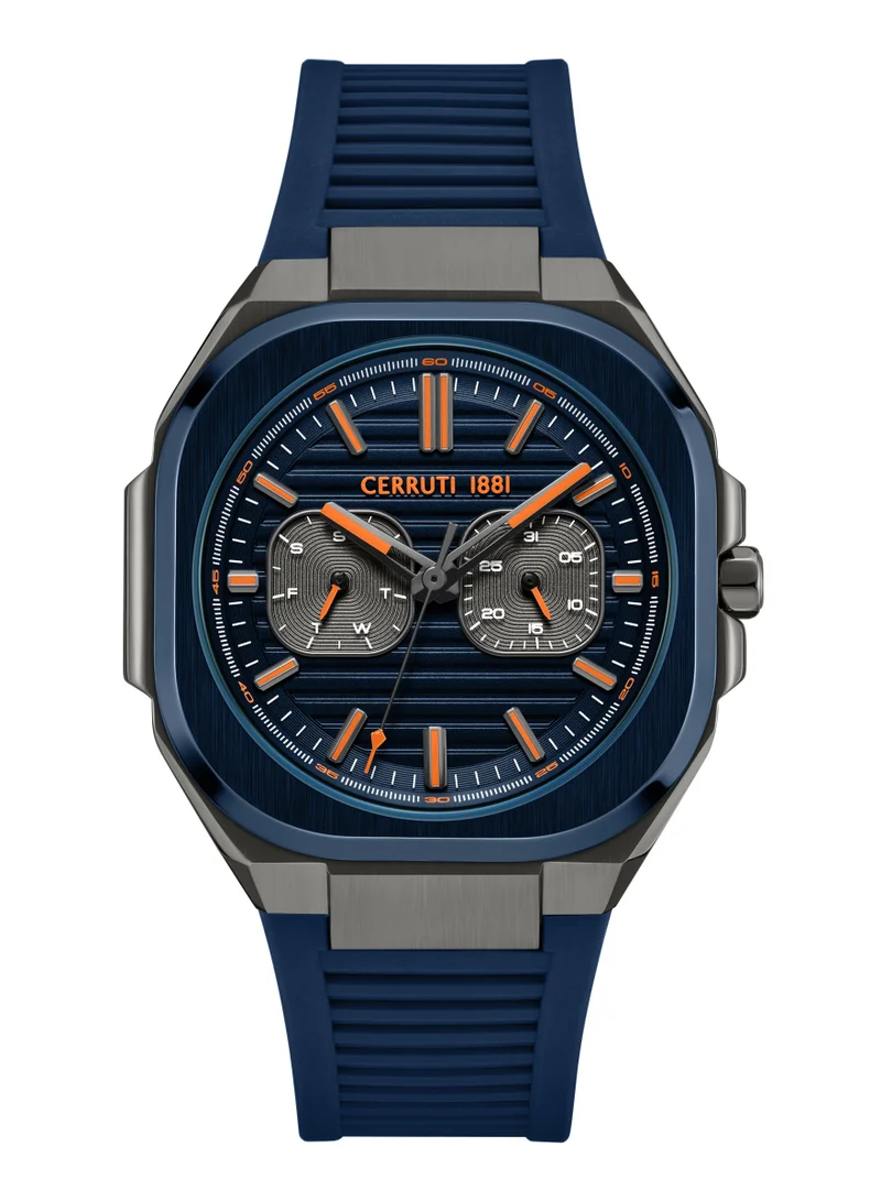 Leadri Blue Dial Silicone Strap Multifunction Watch For Men, 31.5mm