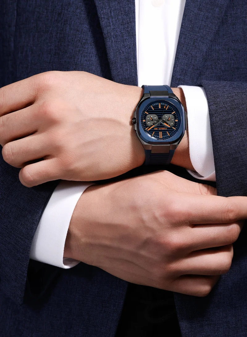 CERRUTI 1881 blue Men's Leadri Blue Dial Silicone Strap Multifunction Watch For Men, 31.5mm for Men | Best Price UAE