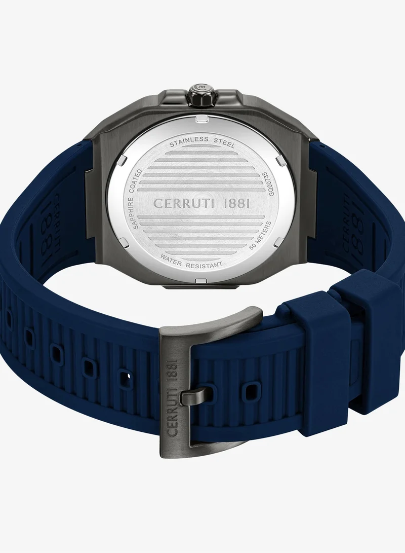 CERRUTI 1881 blue Men's Leadri Blue Dial Silicone Strap Multifunction Watch For Men, 31.5mm for Men | Best Price UAE