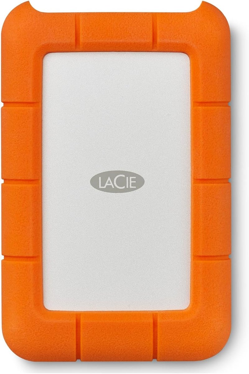 LACIE قرص صلب خارجي محمول لا سى Rugged سعة 5TB - متوافق مع USB 3.0/2.0، مقاوم للصدمات والغبار والمطر لمستخدمي ماك وبي سي، برتقالي ورمادي - Image 1