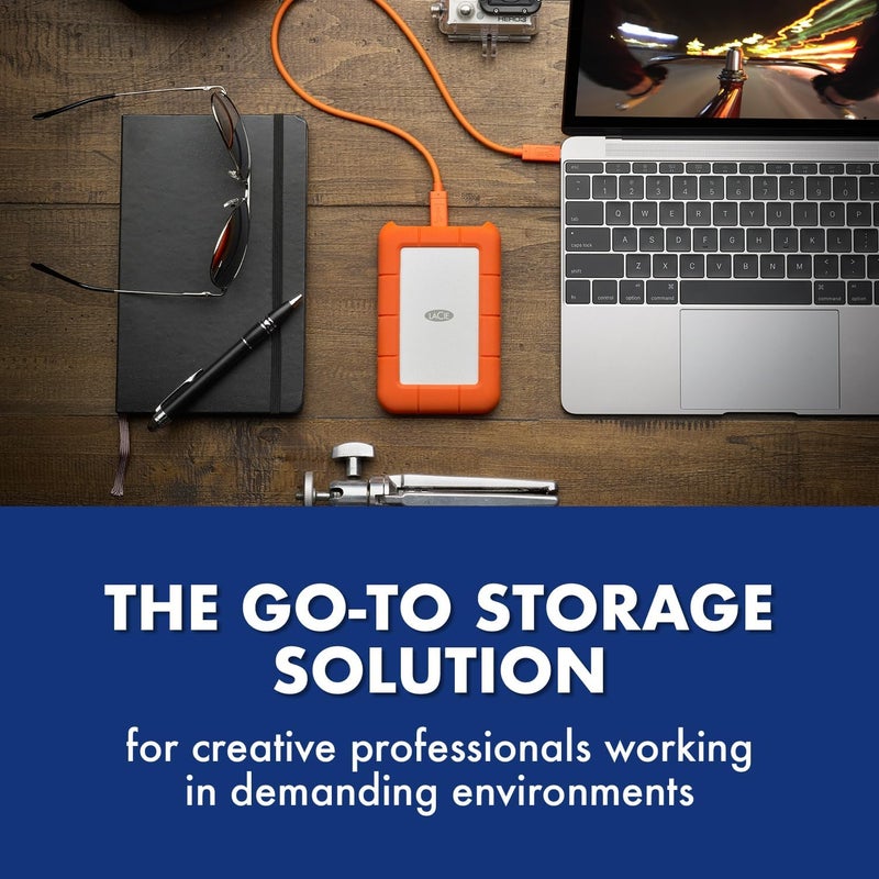 LACIE قرص صلب خارجي محمول لا سى Rugged سعة 5TB - متوافق مع USB 3.0/2.0، مقاوم للصدمات والغبار والمطر لمستخدمي ماك وبي سي، برتقالي ورمادي - Image 5