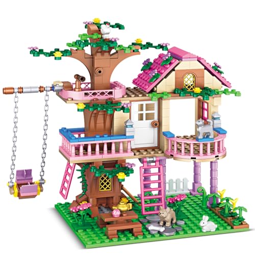 HSANHE Tree House Building Set Compatible with Friends, 504 PCS Forest House Building Kit Birthday Gift for Kids Girls Boys Age 6-12 Years（7652） - Image 1